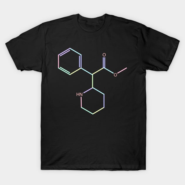 Ritalin Kawaii Pastel Rainbow Molecule T-Shirt by ChemECool